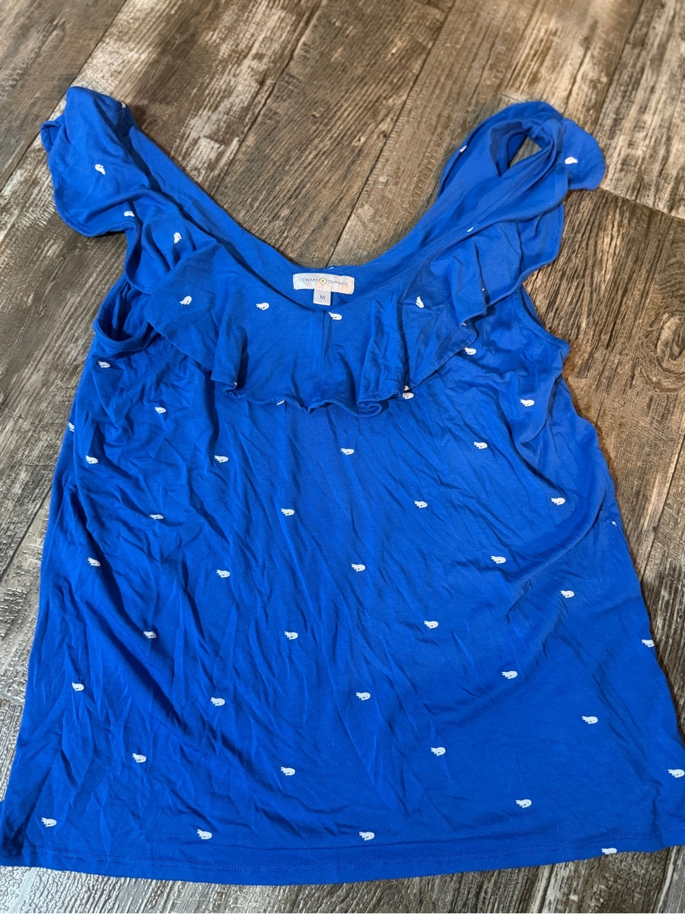 Royal Blue Ruffle Shoulder Tank Top - Women